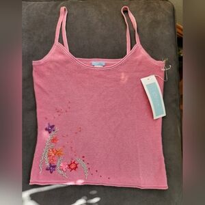 NWT Urchin Mark Eisen Pink Embroidered Tank Top